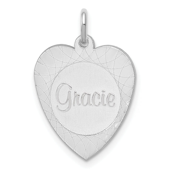 14k White Gold Heart Disc Name Charm-XNA105W