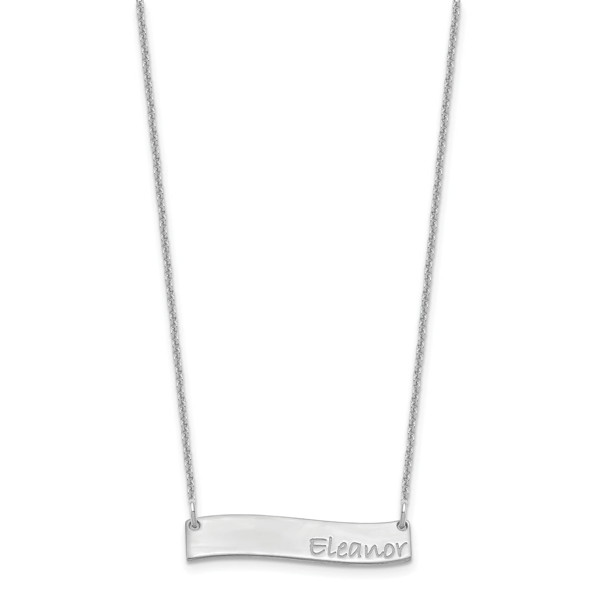 10k White Gold Small BRADLEY HAND Curved Bar Necklace-10XNA1074W