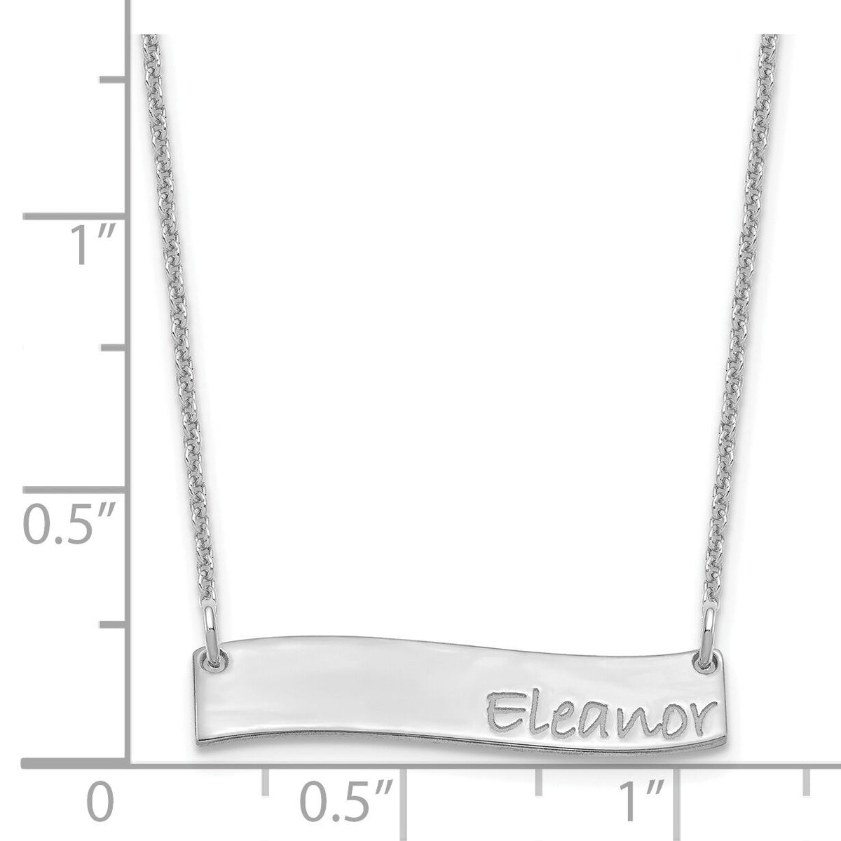 10k White Gold Small BRADLEY HAND Curved Bar Necklace-10XNA1074W