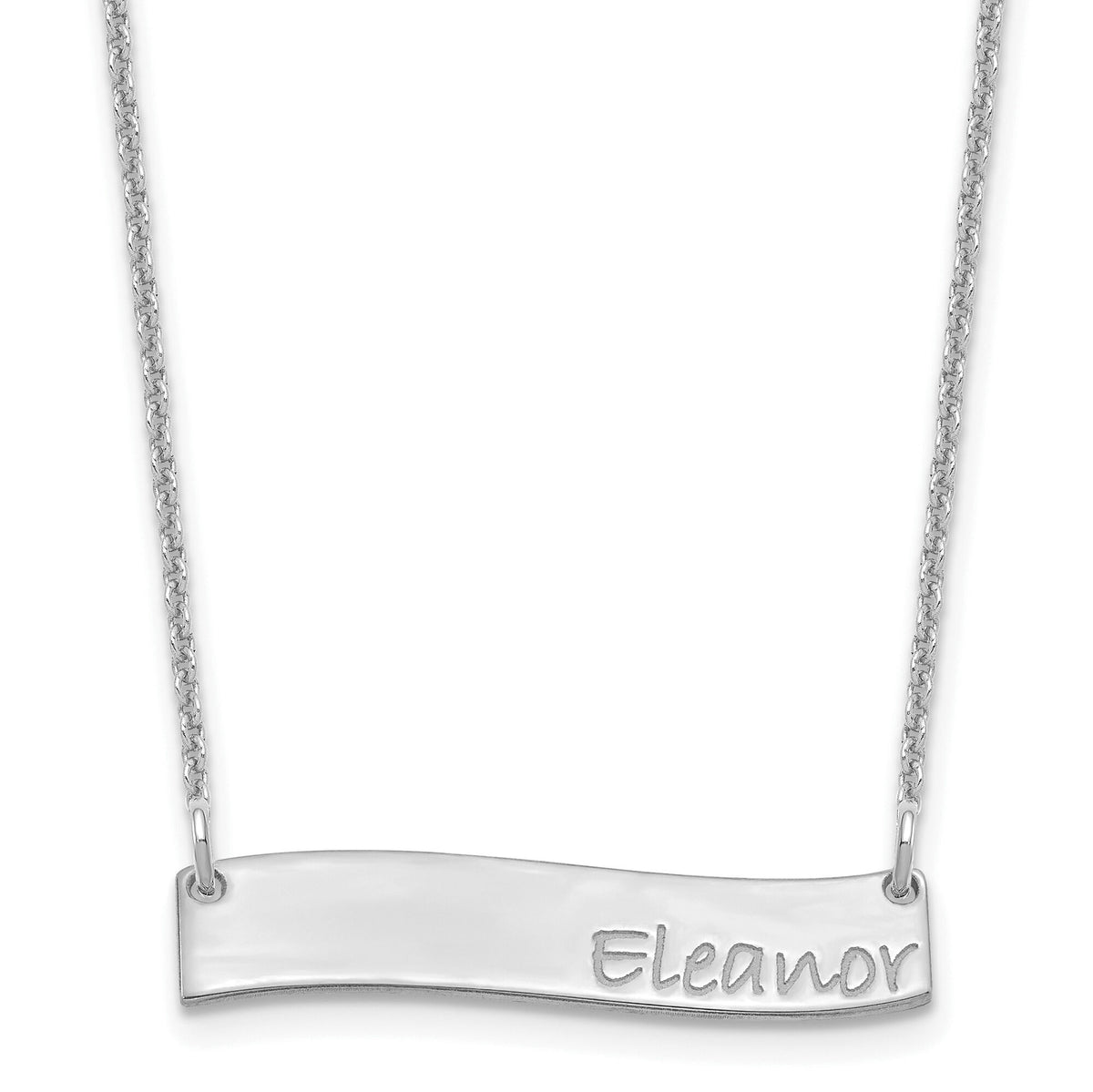 10k White Gold Small BRADLEY HAND Curved Bar Necklace-10XNA1074W