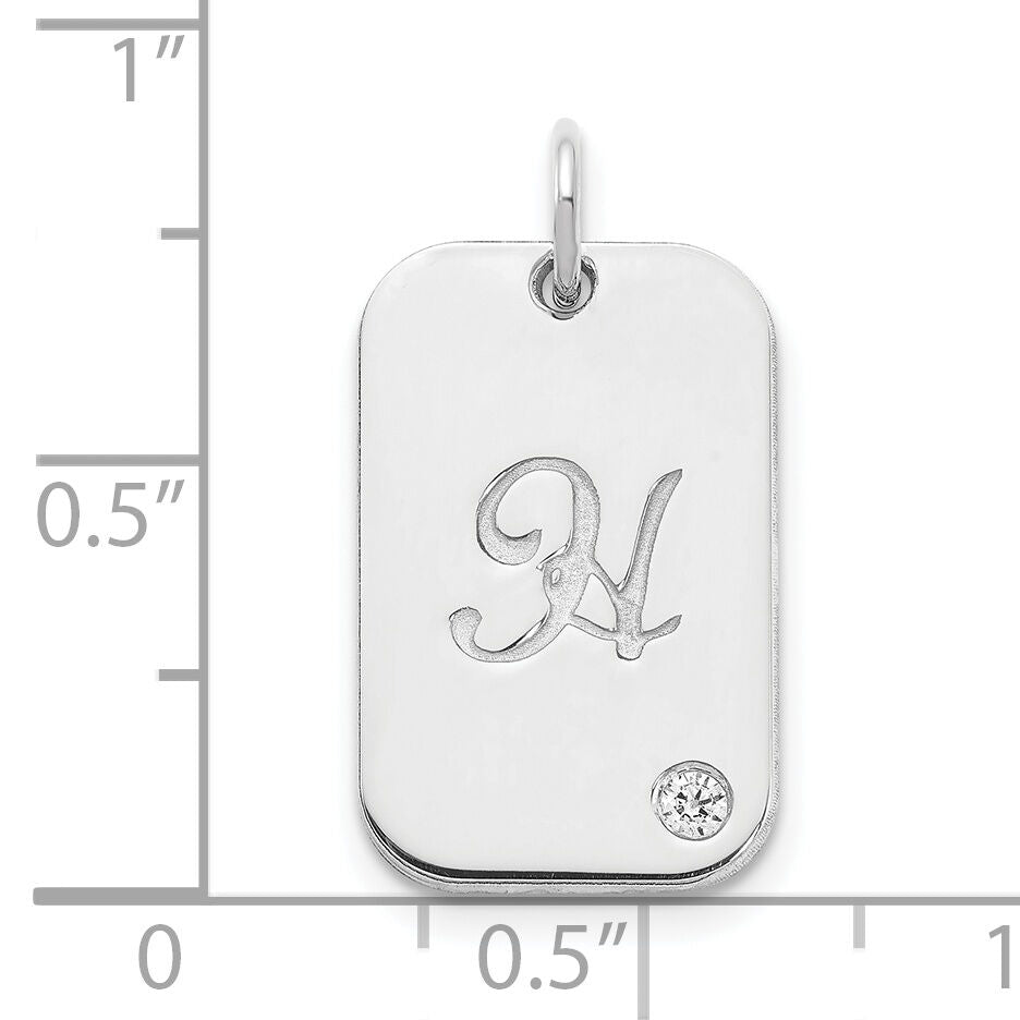 10k White Gold Initial Dog Tag with Diamond Charm-10XNA1146W
