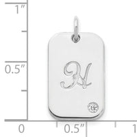 10k White Gold Initial Dog Tag with Diamond Charm-10XNA1146W