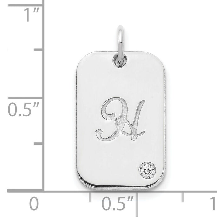 10k White Gold Initial Dog Tag with Diamond Charm-10XNA1146W