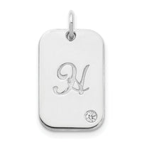 10k White Gold Initial Dog Tag with Diamond Charm-10XNA1146W