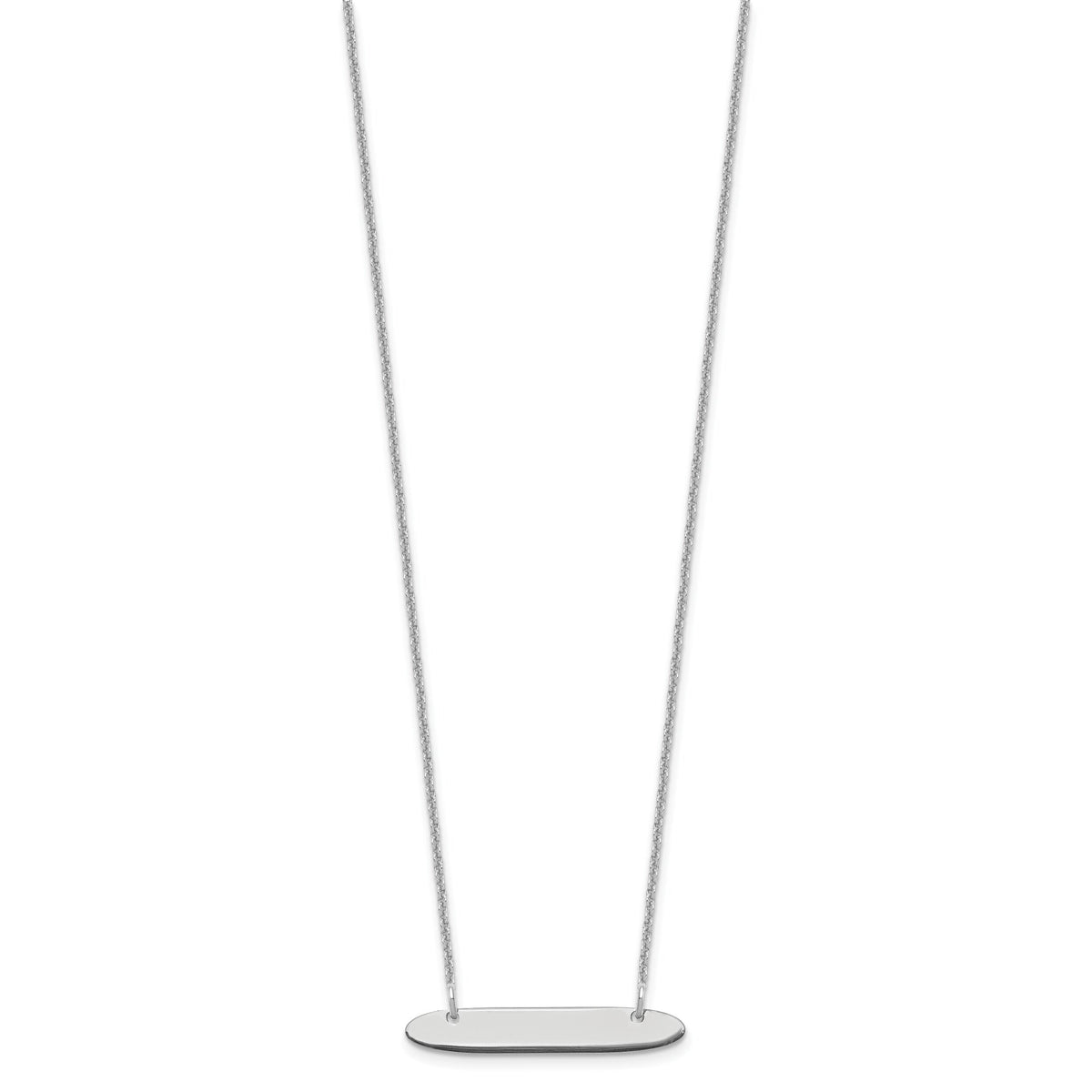 10k White Gold Small Oblong Blank Bar Necklace-10XNA1199W