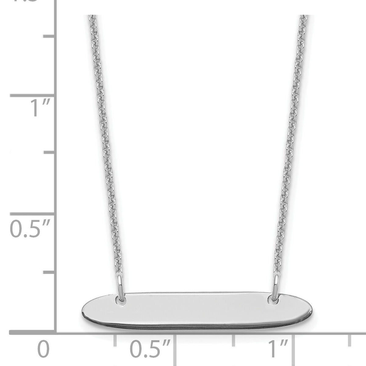 10k White Gold Small Oblong Blank Bar Necklace-10XNA1199W