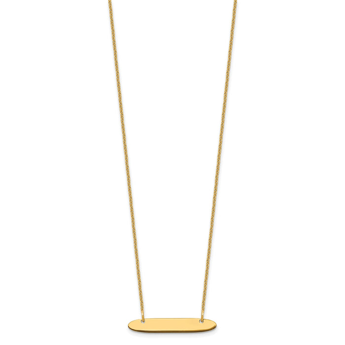 14k Yellow Gold Small Oblong Blank Bar Necklace-XNA1199Y