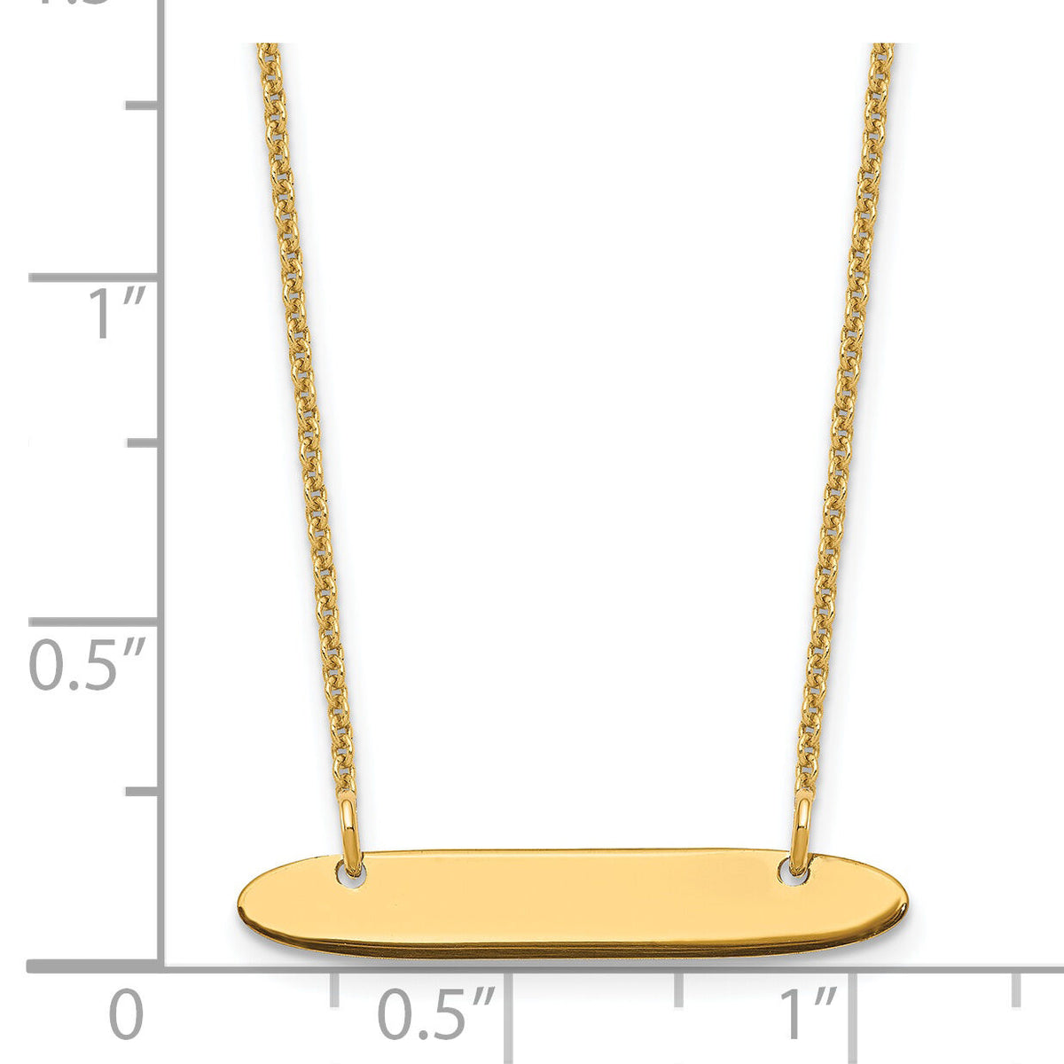 14k Yellow Gold Small Oblong Blank Bar Necklace-XNA1199Y