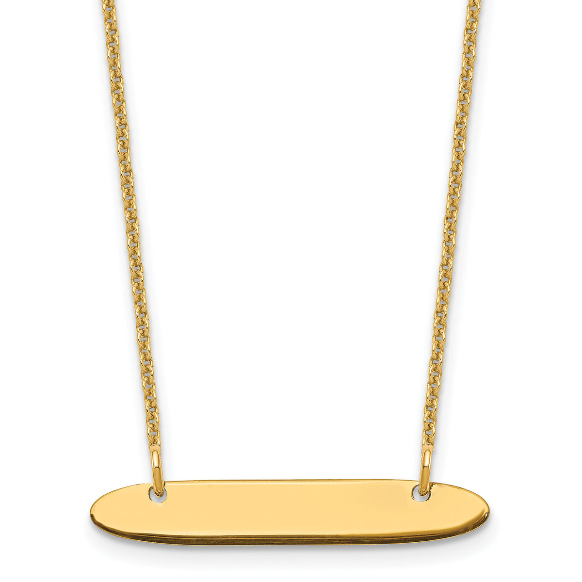 14k Yellow Gold Small Oblong Blank Bar Necklace-XNA1199Y