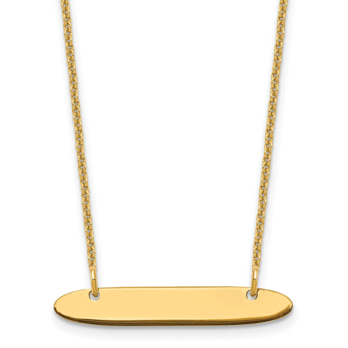 14k Yellow Gold Small Oblong Blank Bar Necklace-XNA1199Y