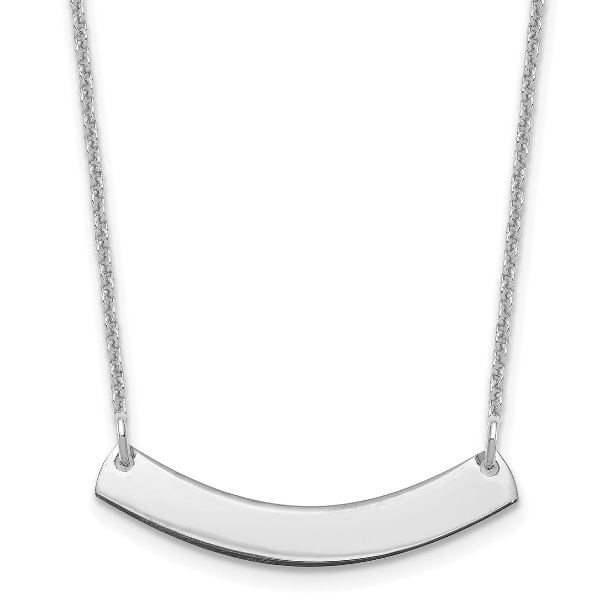 14k White Gold Small Curved Blank Bar Necklace-XNA1200W