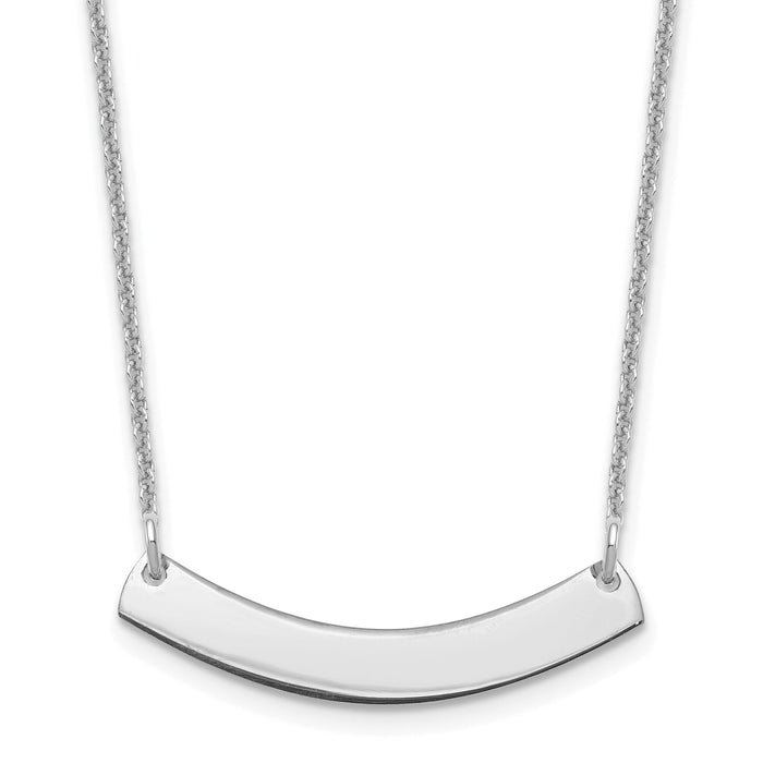 14k White Gold Small Curved Blank Bar Necklace-XNA1200W