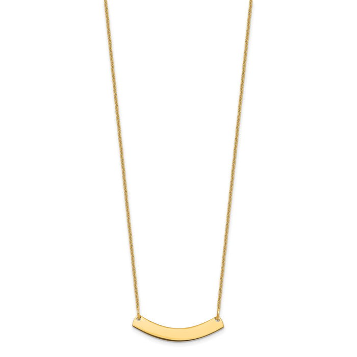 14k Yellow Gold Small Curved Blank Bar Necklace-XNA1200Y