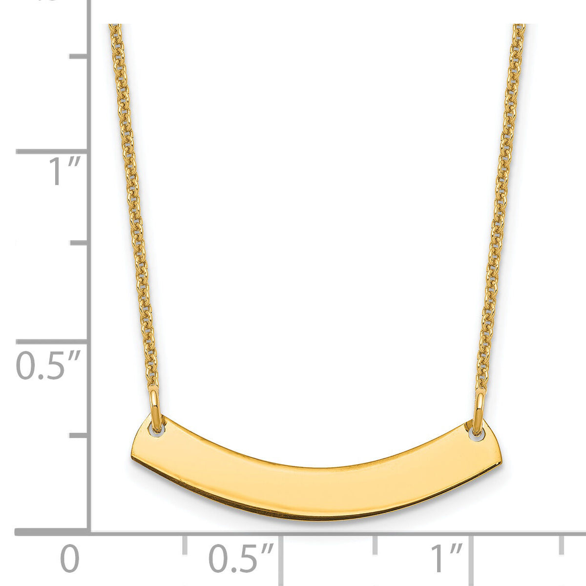 14k Yellow Gold Small Curved Blank Bar Necklace-XNA1200Y
