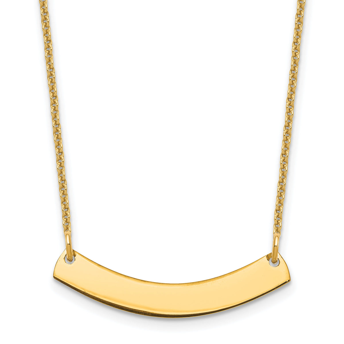 14k Yellow Gold Small Curved Blank Bar Necklace-XNA1200Y