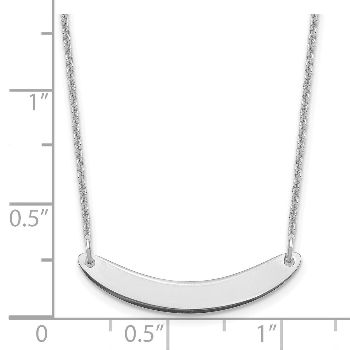 14k White Gold Small Curved Blank Bar Necklace-XNA1201W