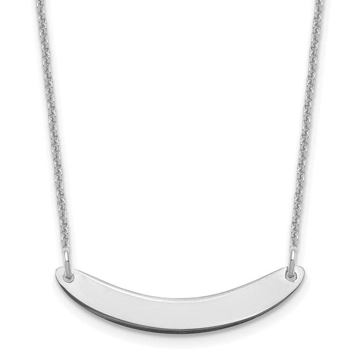 14k White Gold Small Curved Blank Bar Necklace-XNA1201W