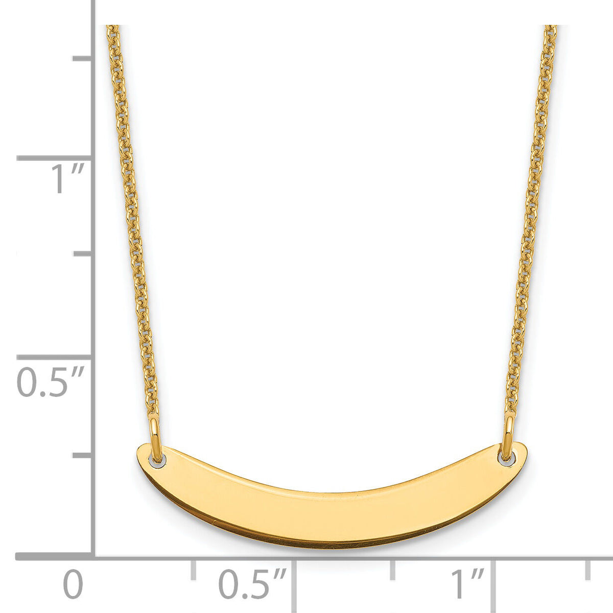 14k Yellow Gold Small Curved Blank Bar Necklace-XNA1201Y