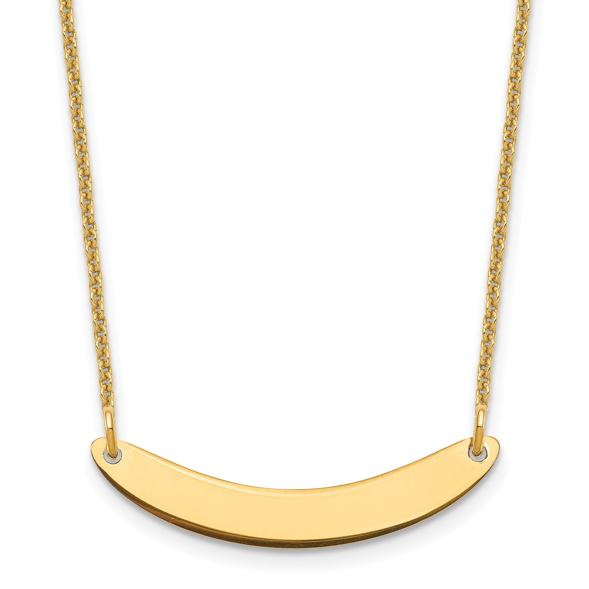 14k Yellow Gold Small Curved Blank Bar Necklace-XNA1201Y