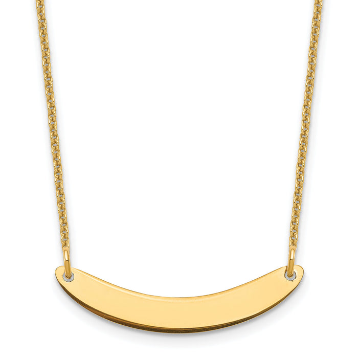 14k Yellow Gold Small Curved Blank Bar Necklace-XNA1201Y