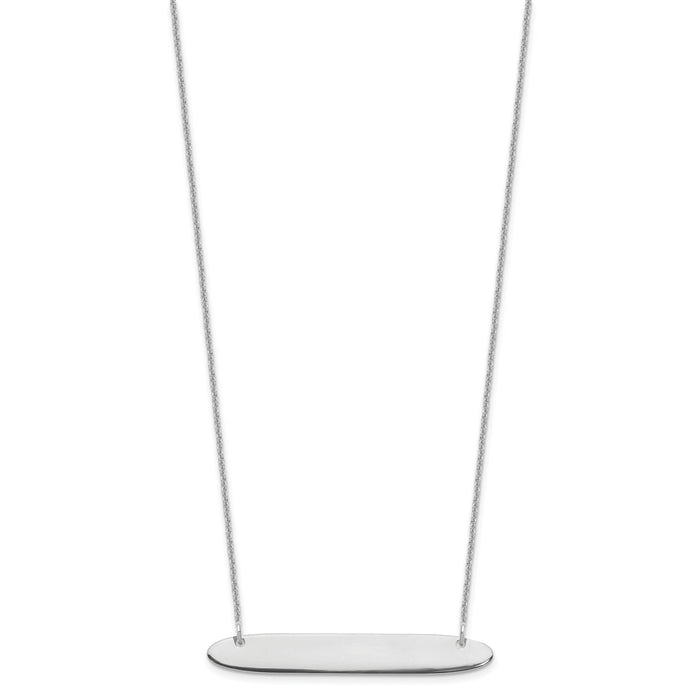 14k White Gold Medium Oblong Blank Bar Necklace-XNA1204W