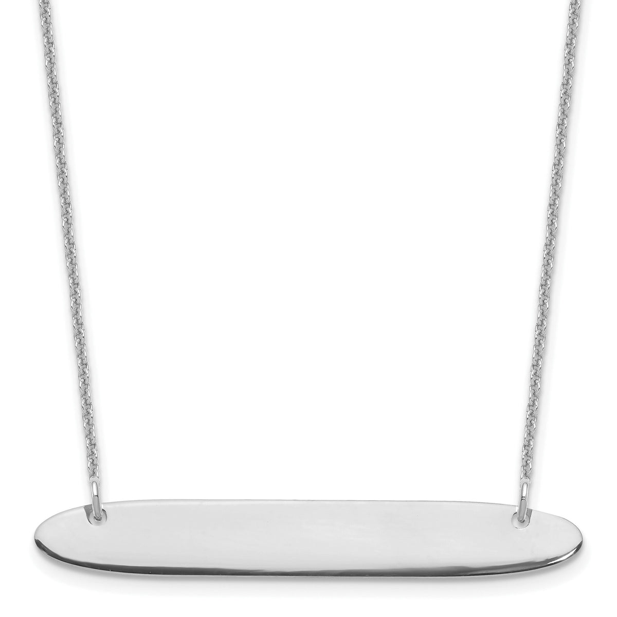 14k White Gold Medium Oblong Blank Bar Necklace-XNA1204W