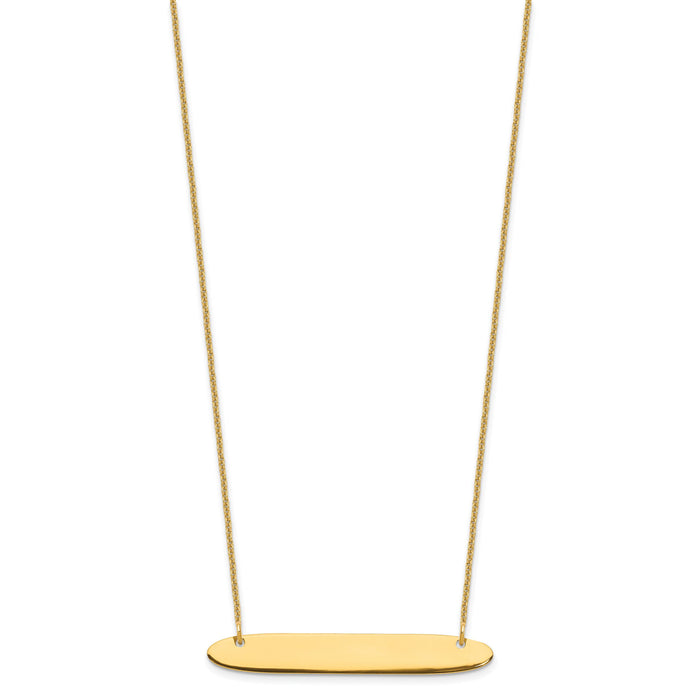 14k Yellow Gold Medium Oblong Blank Bar Necklace-XNA1204Y