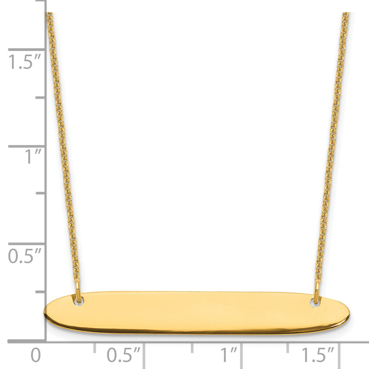 14k Yellow Gold Medium Oblong Blank Bar Necklace-XNA1204Y