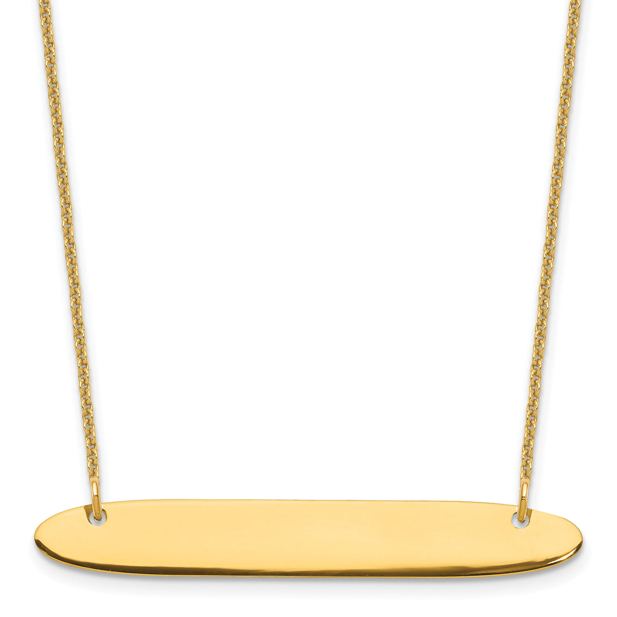 14k Yellow Gold Medium Oblong Blank Bar Necklace-XNA1204Y