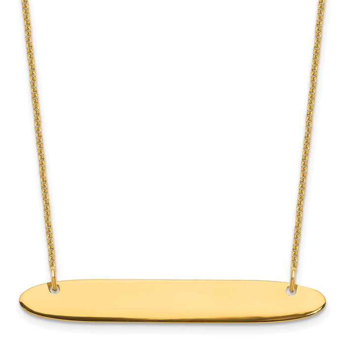 14k Yellow Gold Medium Oblong Blank Bar Necklace-XNA1204Y