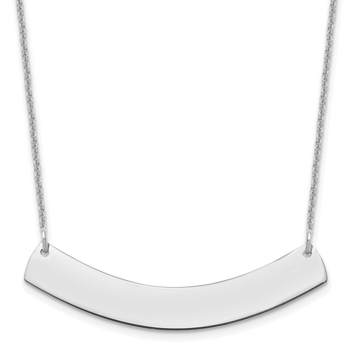10k White Gold Medium Curved Blank Bar Necklace-10XNA1205W