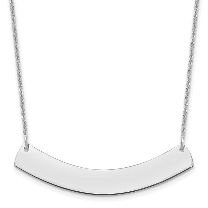 14k White Gold Medium Curved Blank Bar Necklace-XNA1205W