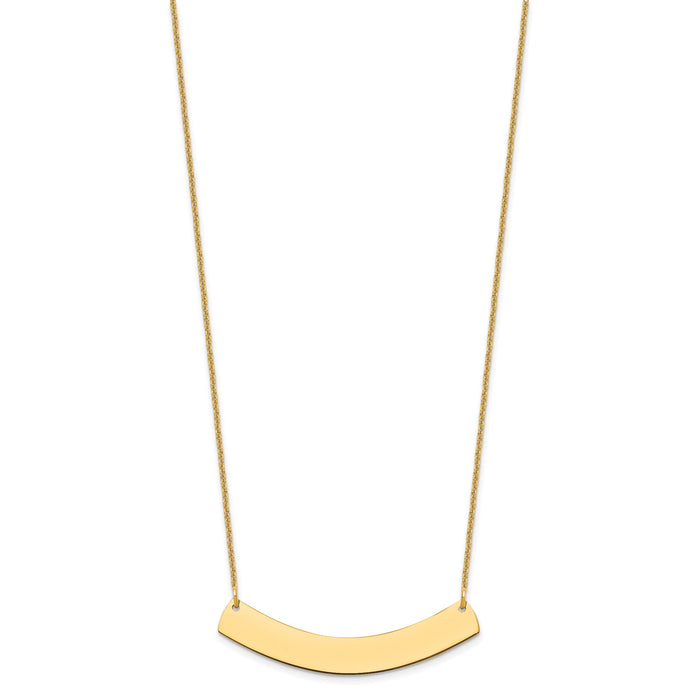 14k Yellow Gold Medium Curved Blank Bar Necklace-XNA1205Y