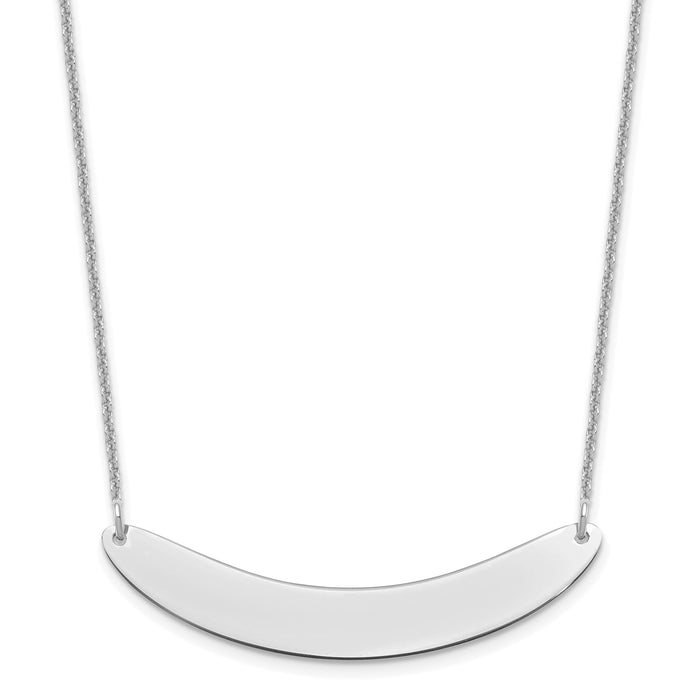 10k White Gold Medium Curved Blank Bar Necklace-10XNA1206W