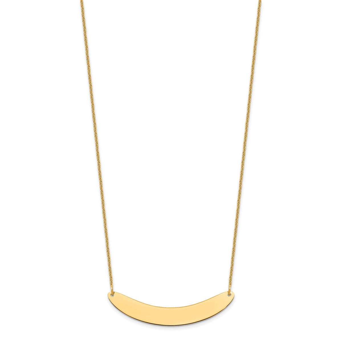 14k Yellow Gold Medium Curved Blank Bar Necklace-XNA1206Y