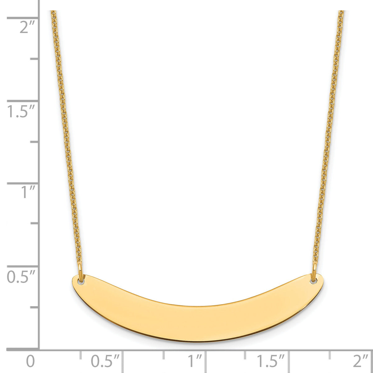 14k Yellow Gold Medium Curved Blank Bar Necklace-XNA1206Y