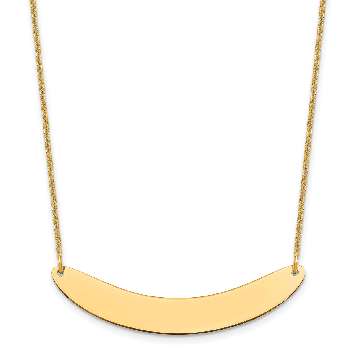 14k Yellow Gold Medium Curved Blank Bar Necklace-XNA1206Y