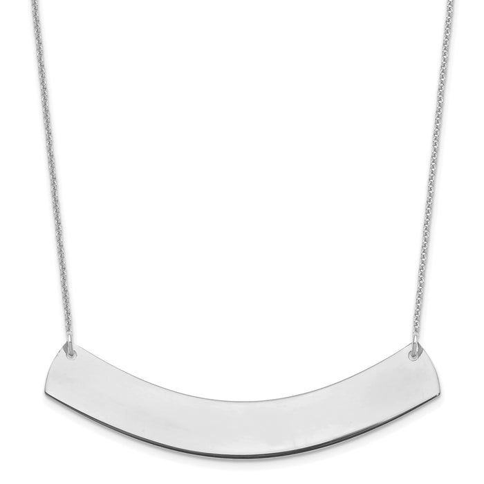 10k White Gold Large Curved Blank Bar Necklace-10XNA1210W