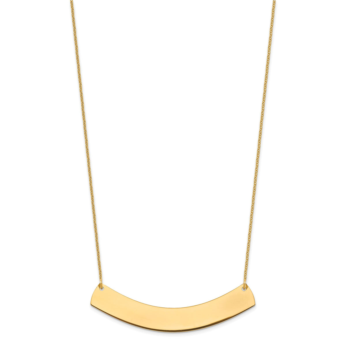14k Yellow Gold Large Curved Blank Bar Necklace-XNA1210Y