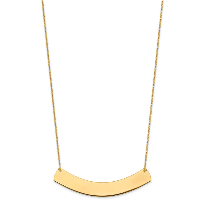 14k Yellow Gold Large Curved Blank Bar Necklace-XNA1210Y