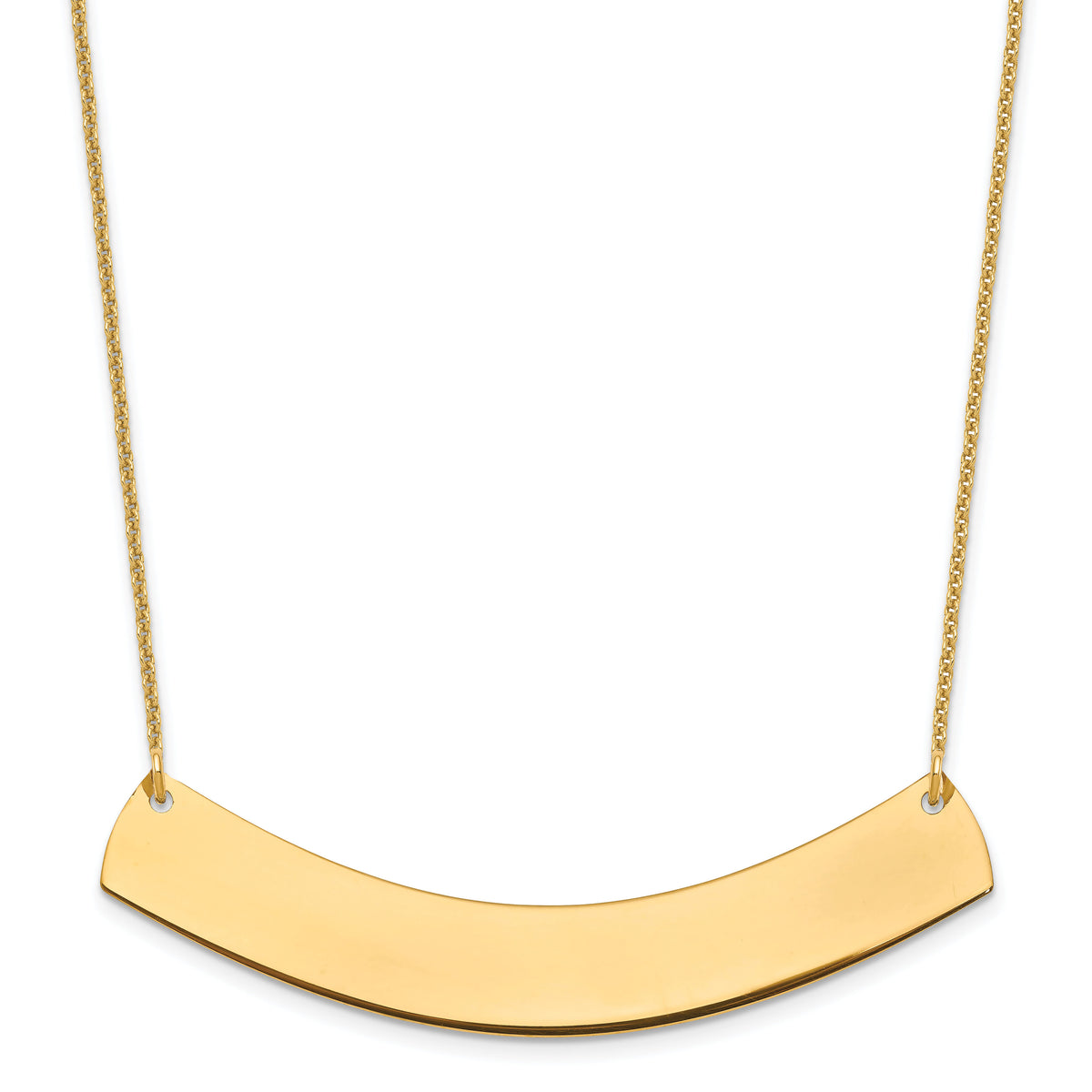 14k Yellow Gold Large Curved Blank Bar Necklace-XNA1210Y
