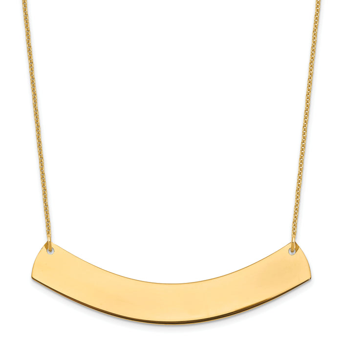 14k Yellow Gold Large Curved Blank Bar Necklace-XNA1210Y