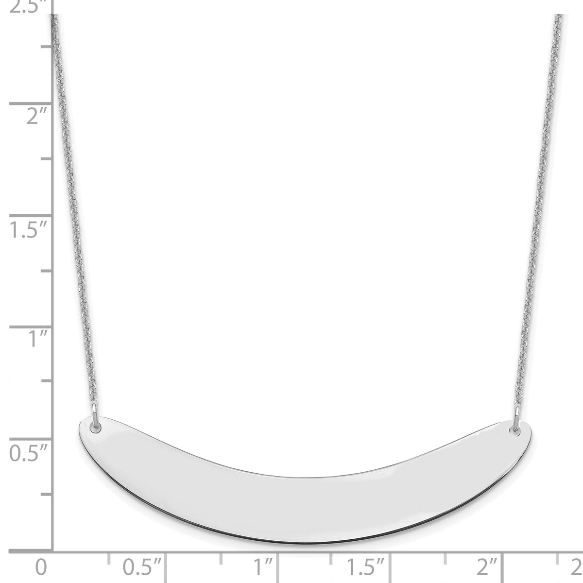 14k White Gold Large Curved Blank Bar Necklace-XNA1211W