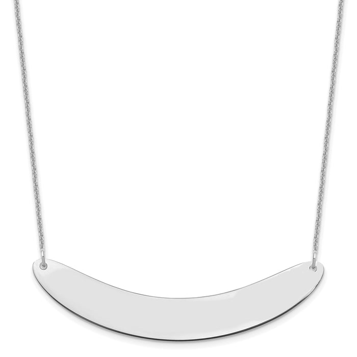 14k White Gold Large Curved Blank Bar Necklace-XNA1211W