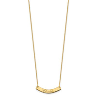 14k Yellow Gold Small EDWARDIAN SCRIPT Curved Bar Necklace-XNA1217Y