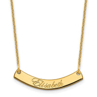 14k Yellow Gold Small EDWARDIAN SCRIPT Curved Bar Necklace-XNA1217Y