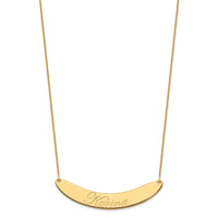 14k Yellow Gold Large EDWARDIAN SCRIPT Curved Bar Necklace-XNA1228Y