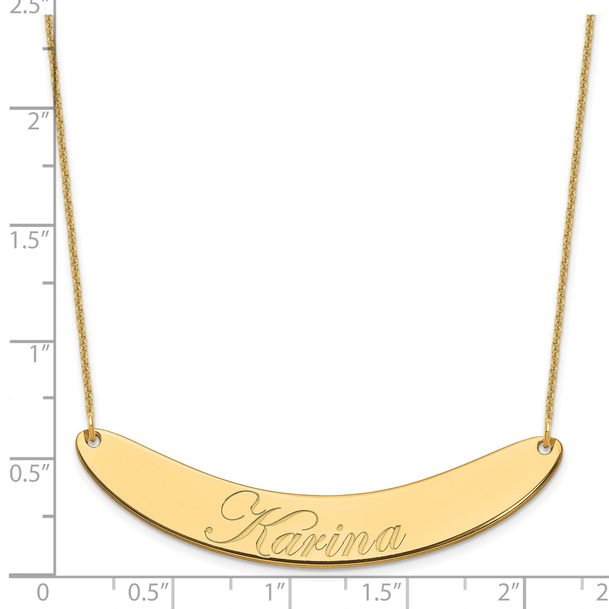 14k Yellow Gold Large EDWARDIAN SCRIPT Curved Bar Necklace-XNA1228Y