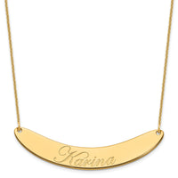 14k Yellow Gold Large EDWARDIAN SCRIPT Curved Bar Necklace-XNA1228Y