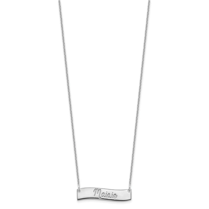 10k White Gold Small  ALWAYS IN MY HEART Curved Bar Necklace-10XNA1255W